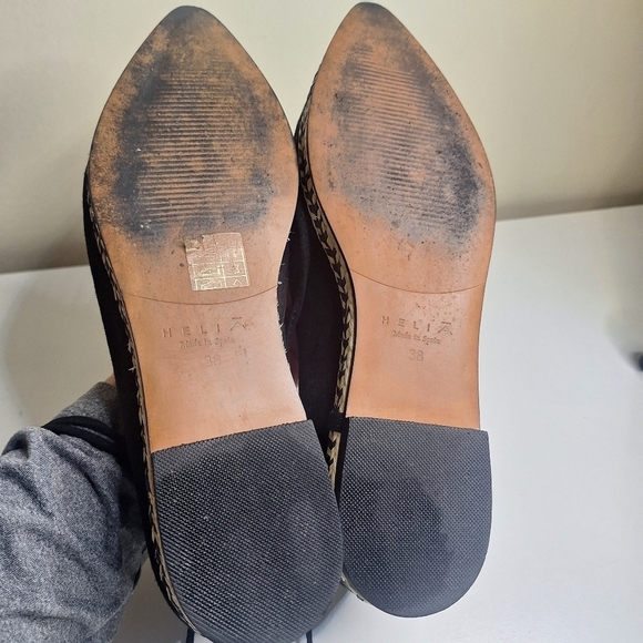 Helia made in Spain suede lace-up ballet style pointed to flats SZ 8 - Picture 6 of 10